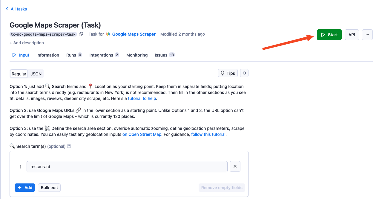 Run an Apify task